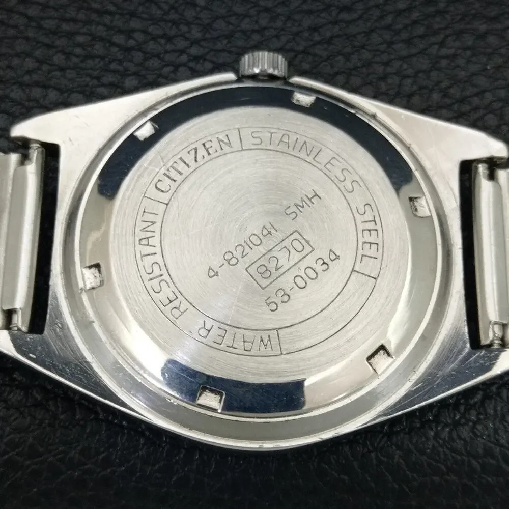 Vintage 1985 Citizen Manual Wound Mens Silver Watch & Silver accents